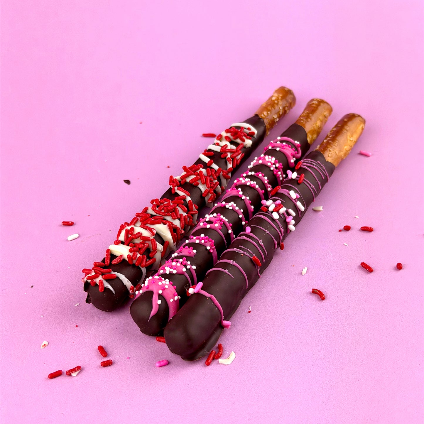 Dark Chocolate Valentine's Day Pretzel Rods
