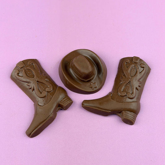 Solid Chocolate Cowboy Hats and Boots
