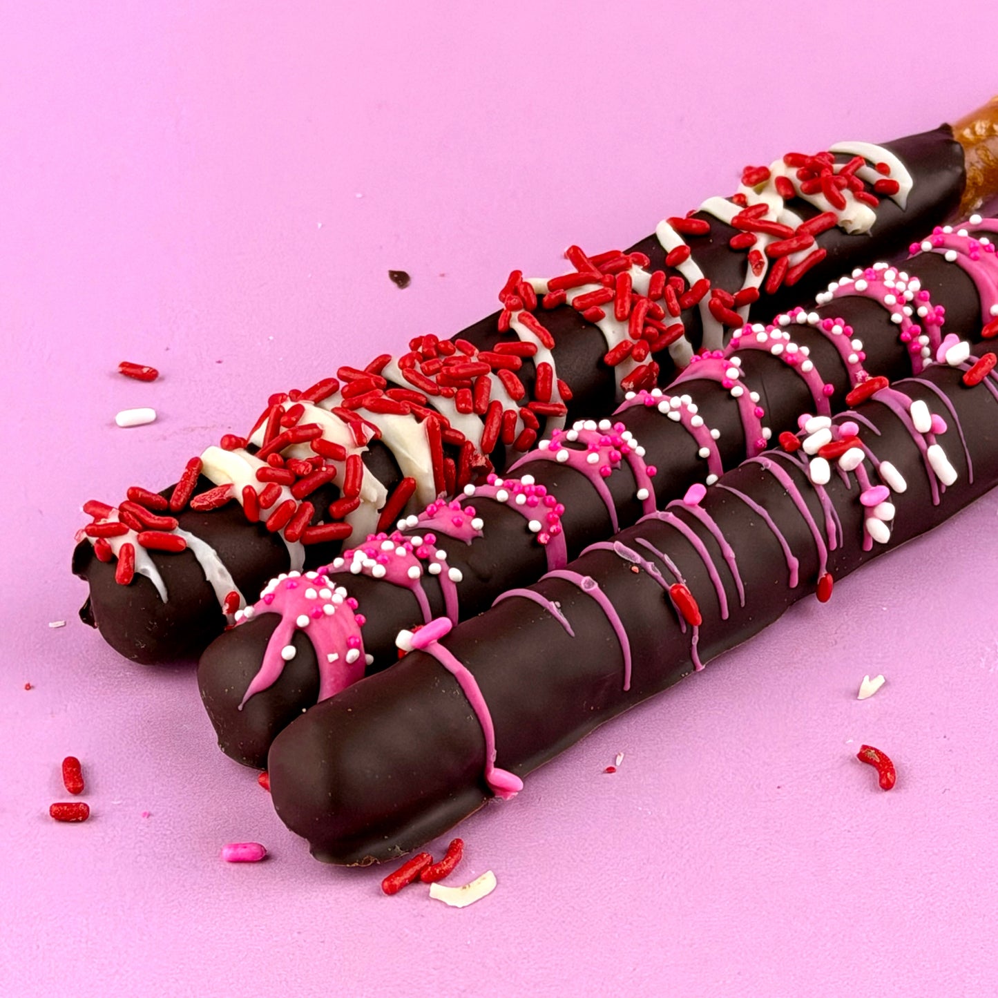 Dark Chocolate Valentine's Day Pretzel Rods