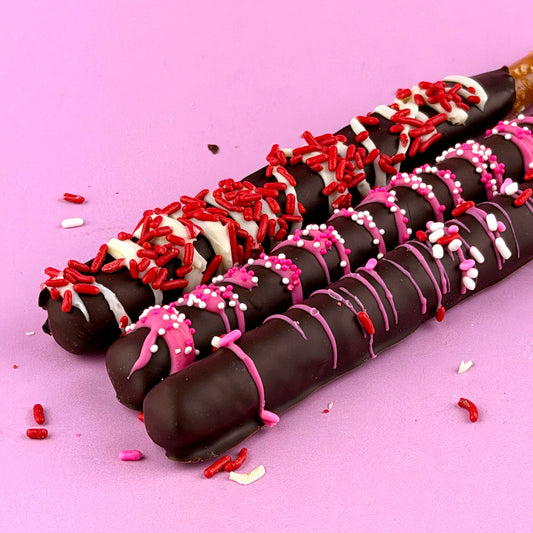 Dark Chocolate Valentine's Day Pretzel Rods